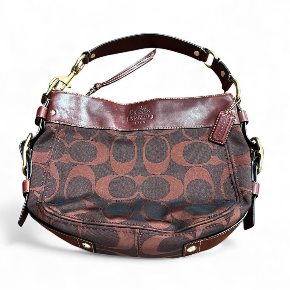 Vintage Y2K Coach Zoe Burgundy Shoulder Bag Gold Accent